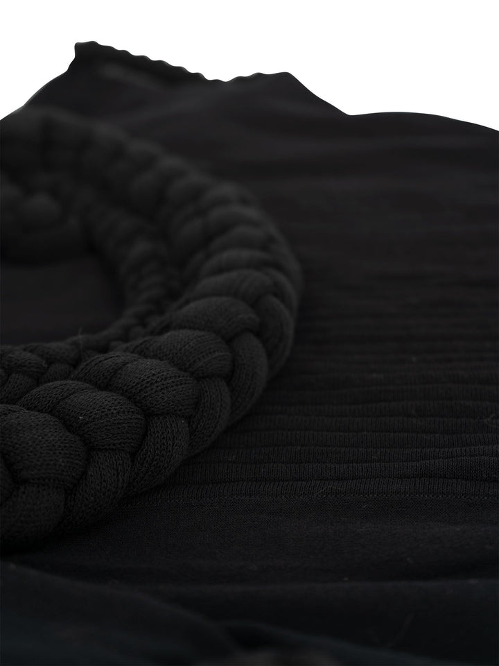 Top Quality Chanel CC Logo Knit Rope Fringe Blouse Black