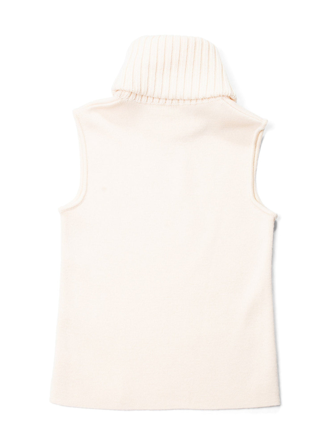 Top Quality Chanel CC Logo Knit Sleeveless Turtleneck Top Beige