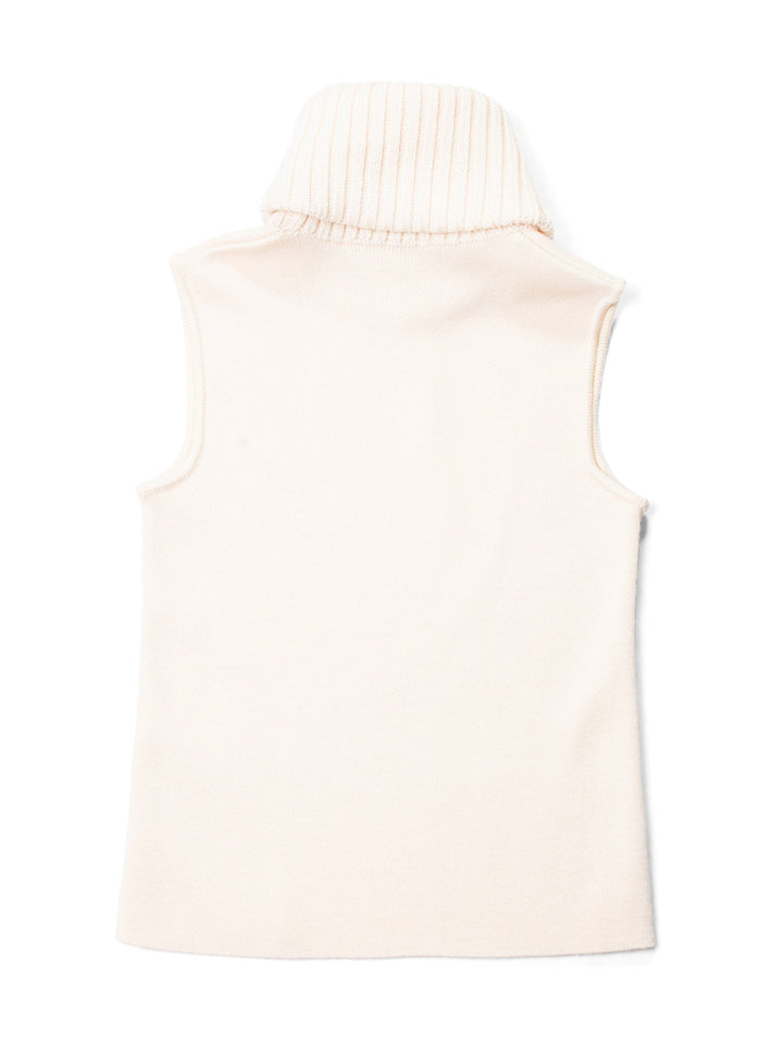 Top Quality Chanel CC Logo Knit Sleeveless Turtleneck Top Beige
