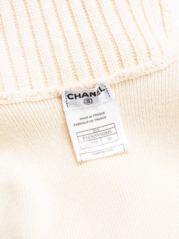 Top Quality Chanel CC Logo Knit Sleeveless Turtleneck Top Beige