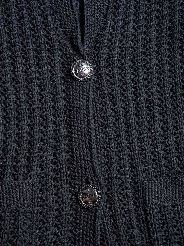 Top Quality Chanel CC Logo Knitted La Pausa Jacket Black