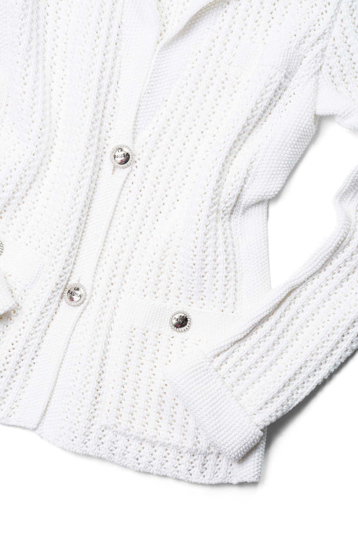 Top Quality Chanel CC Logo Knitted La Pausa Jacket White
