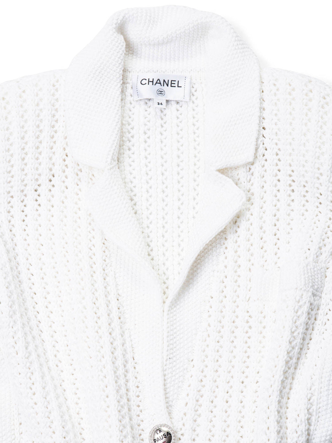 Top Quality Chanel CC Logo Knitted La Pausa Jacket White