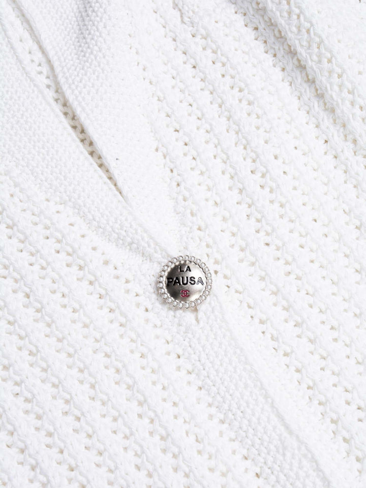 Top Quality Chanel CC Logo Knitted La Pausa Jacket White