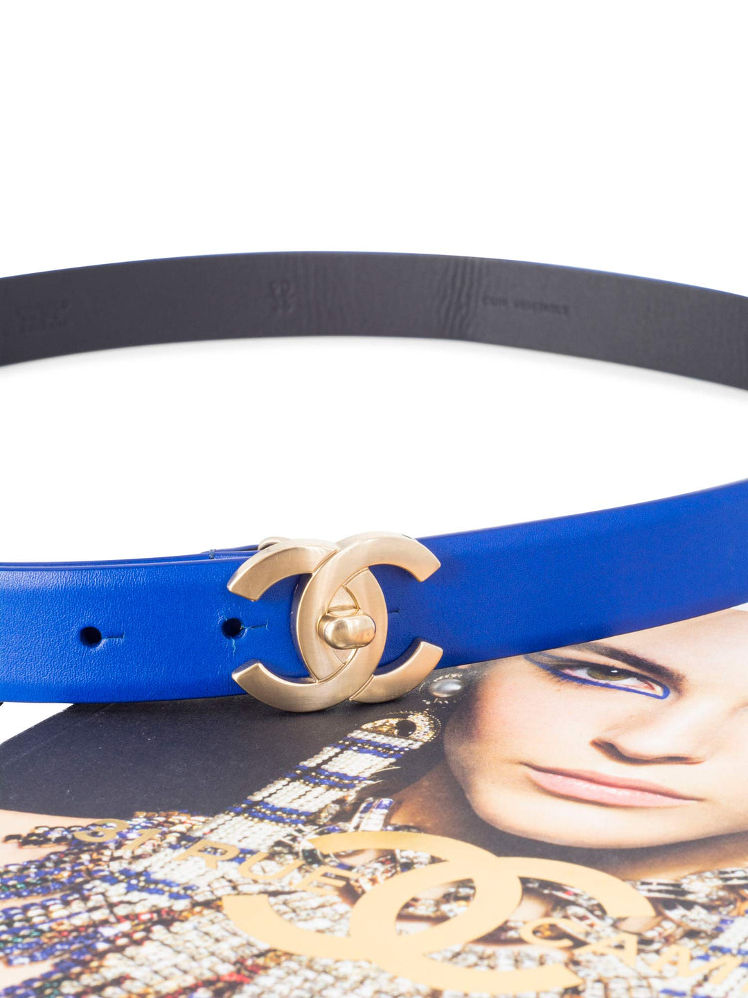 Top Quality Chanel CC Logo Lambskin Leather Belt Blue