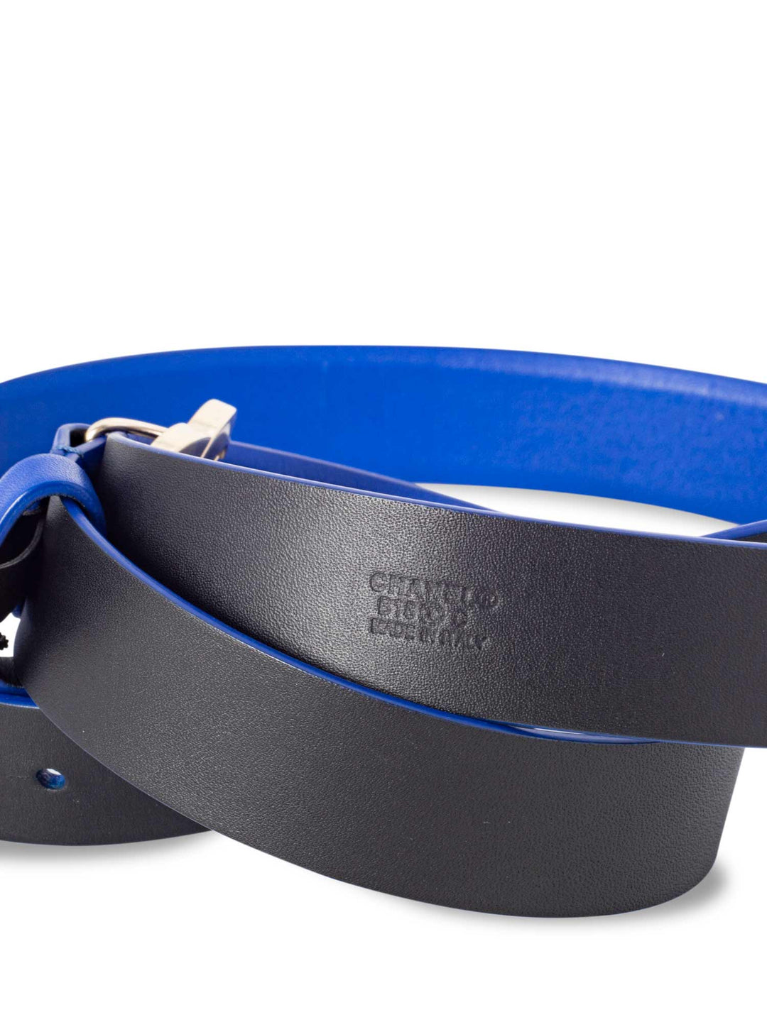 Top Quality Chanel CC Logo Lambskin Leather Belt Blue