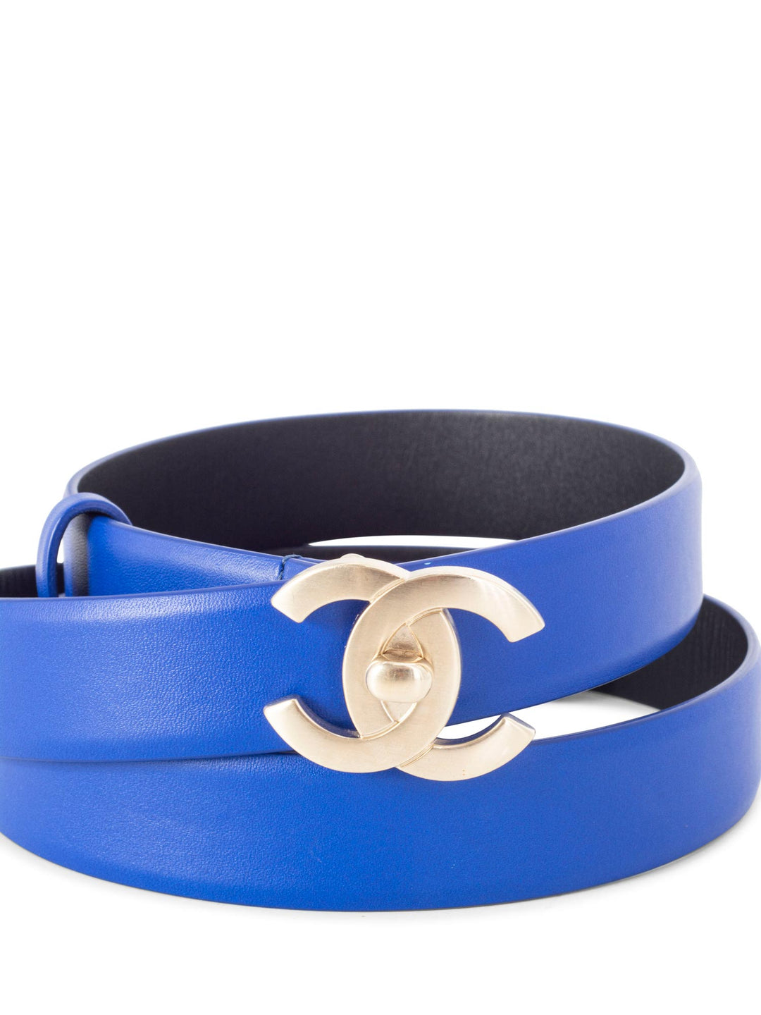 Top Quality Chanel CC Logo Lambskin Leather Belt Blue