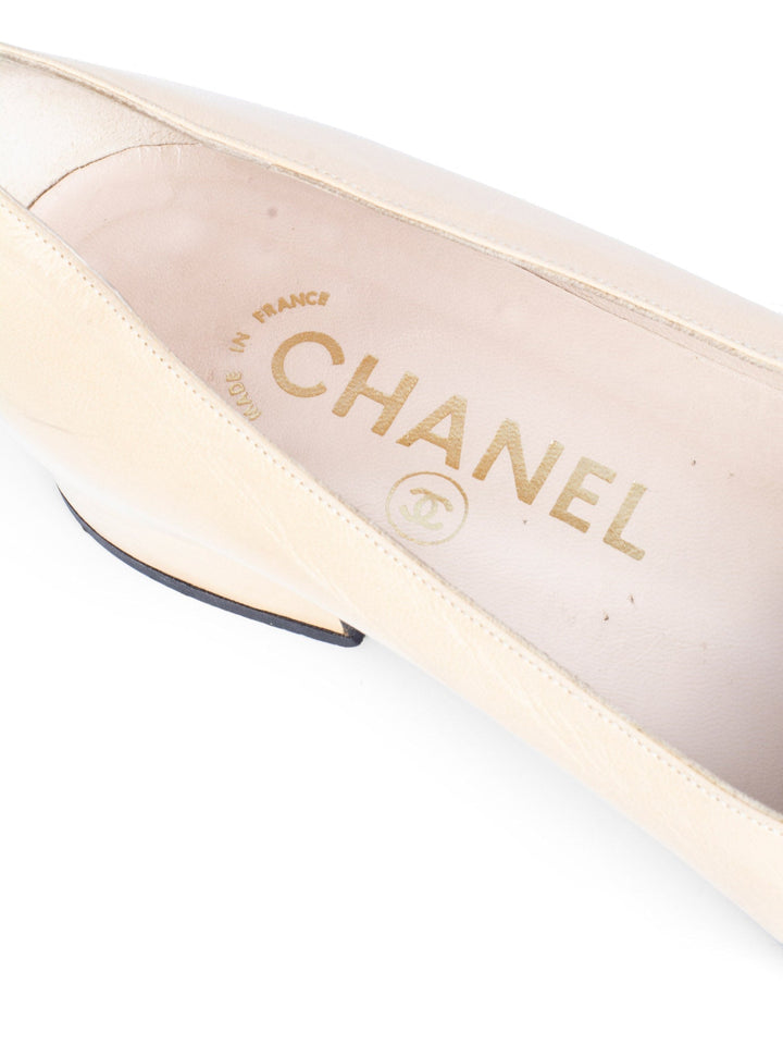 Top Quality Chanel CC Logo Leather Cap Toe Ballet Pumps Black Beige