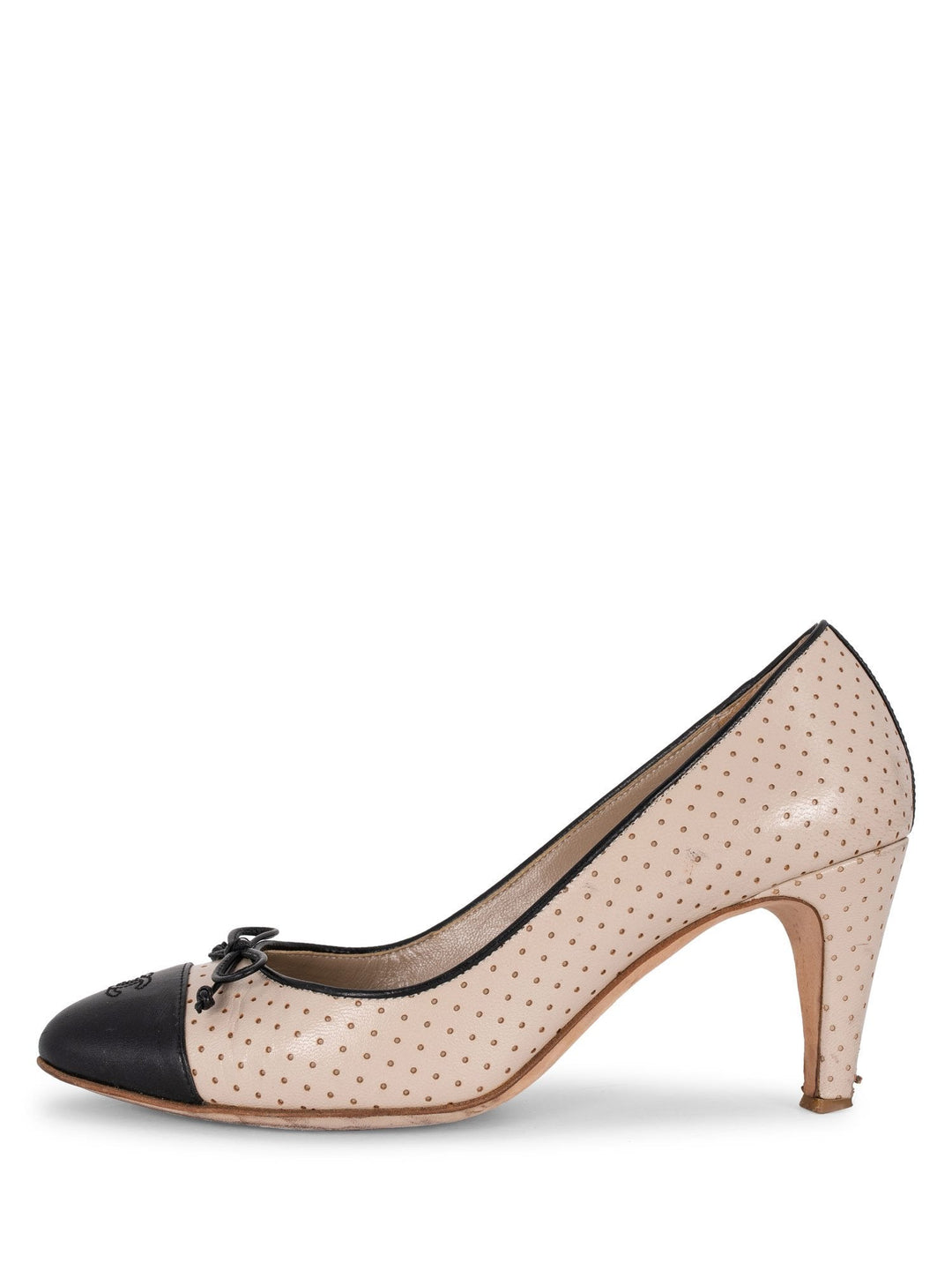 Top Quality Chanel CC Logo Leather Cap Toe Ballet Pumps Black Nude