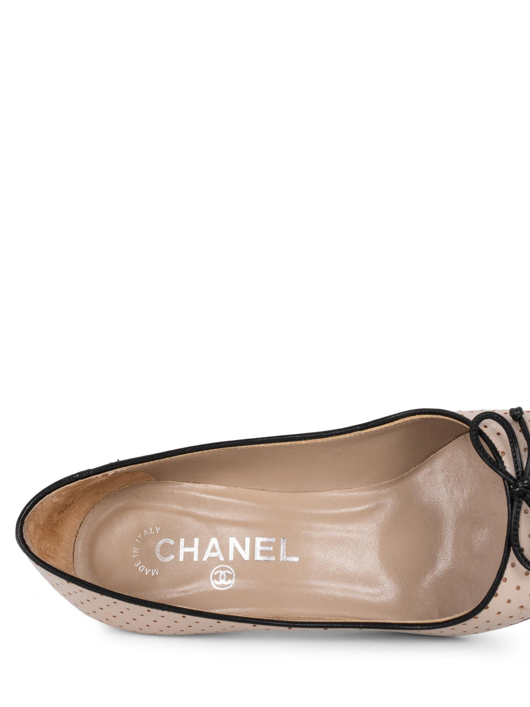 Top Quality Chanel CC Logo Leather Cap Toe Ballet Pumps Black Nude