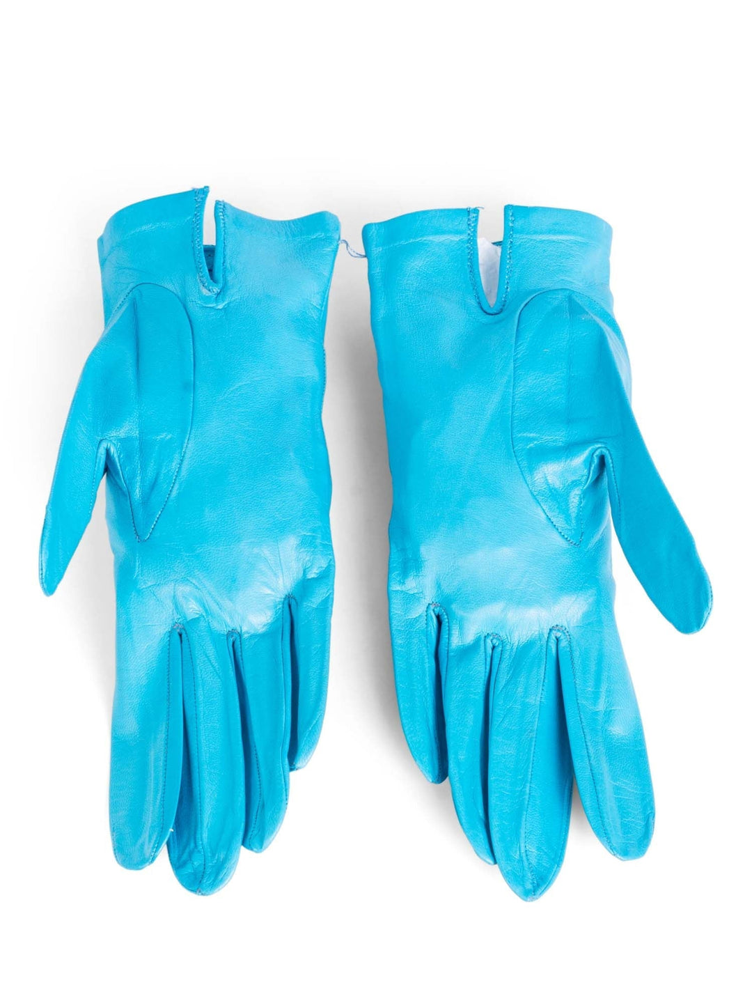 Top Quality Chanel CC Logo Leather Gloves Sky Blue