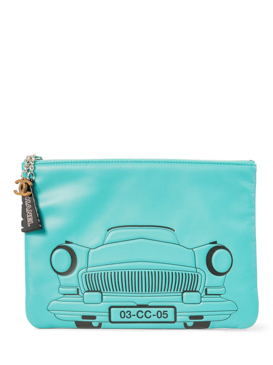 Top Quality Chanel CC Logo Leather Habana Clutch Aqua Blue