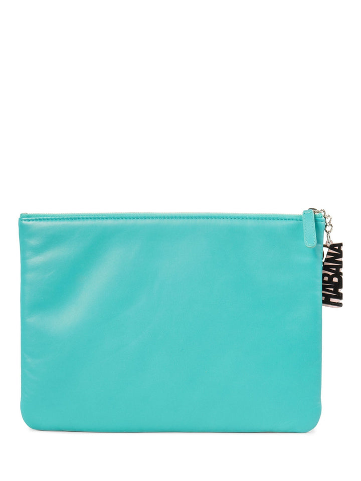 Top Quality Chanel CC Logo Leather Habana Clutch Aqua Blue