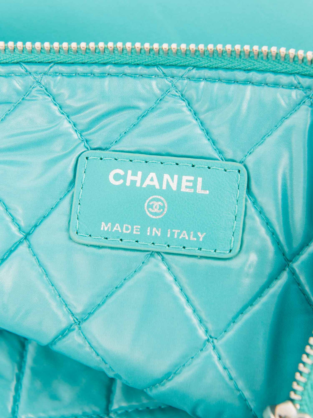 Top Quality Chanel CC Logo Leather Habana Clutch Aqua Blue