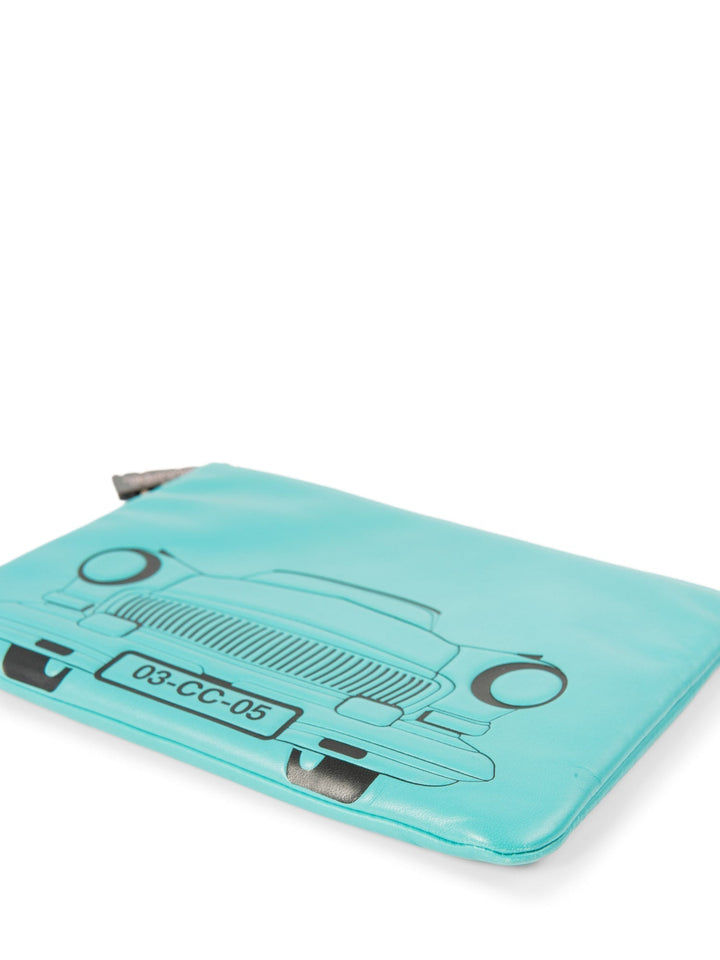 Top Quality Chanel CC Logo Leather Habana Clutch Aqua Blue