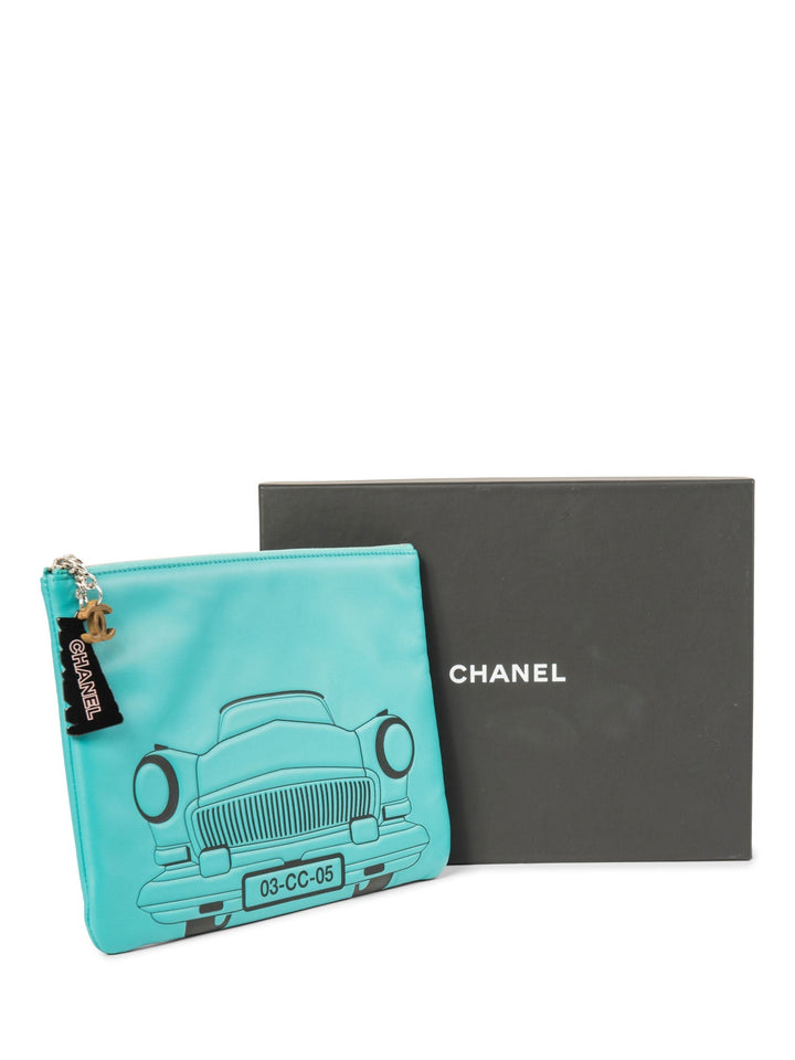 Top Quality Chanel CC Logo Leather Habana Clutch Aqua Blue