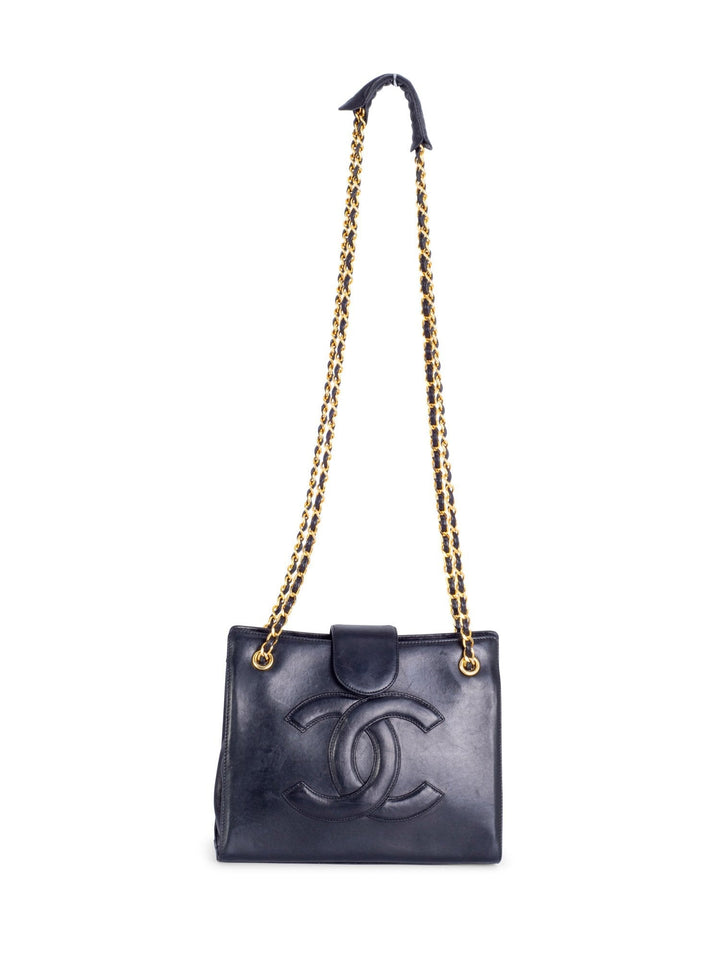 Top Quality Chanel CC Logo Leather Messenger Bag Black