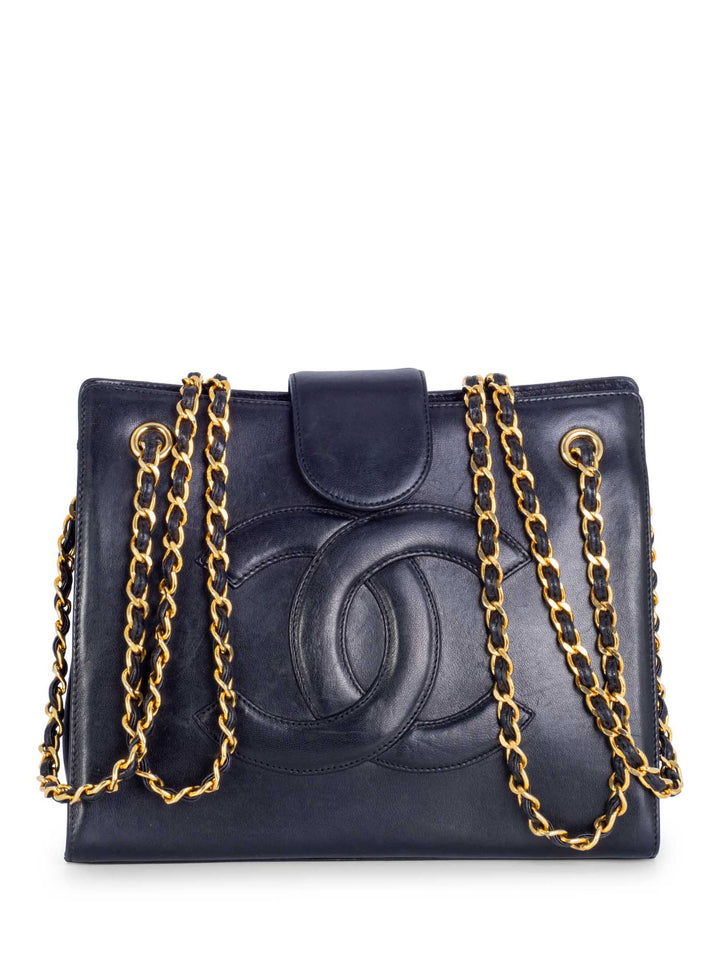Top Quality Chanel CC Logo Leather Messenger Bag Black