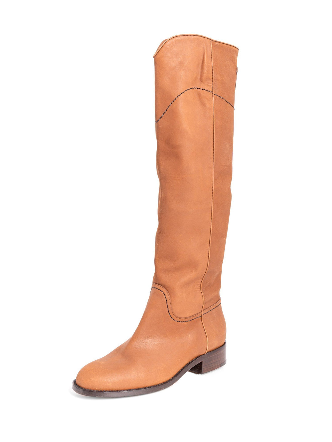Top Quality Chanel CC Logo Leather Pull On Flat Boots Brown