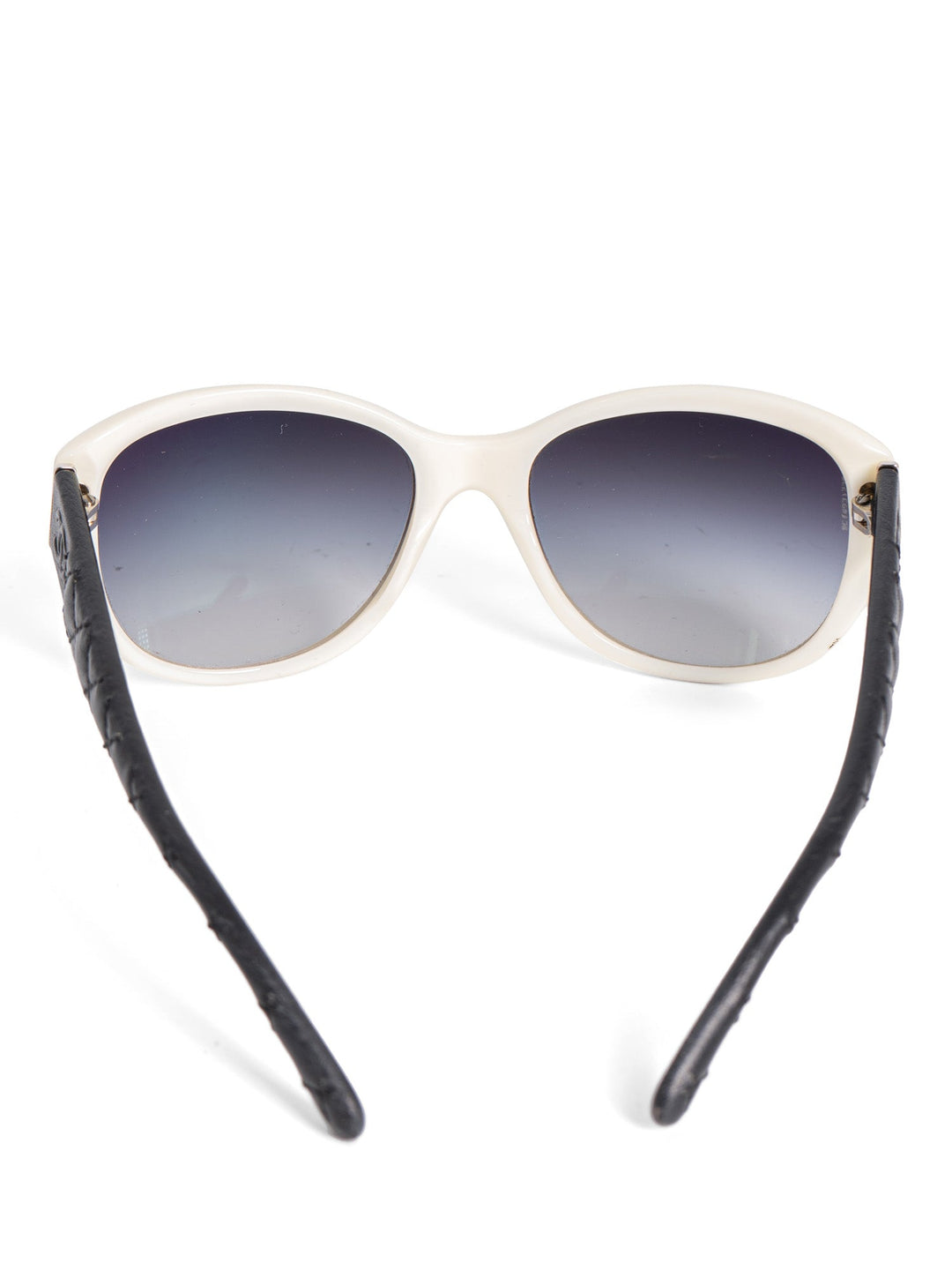 Top Quality Chanel CC Logo Leather Sunglasses Black White