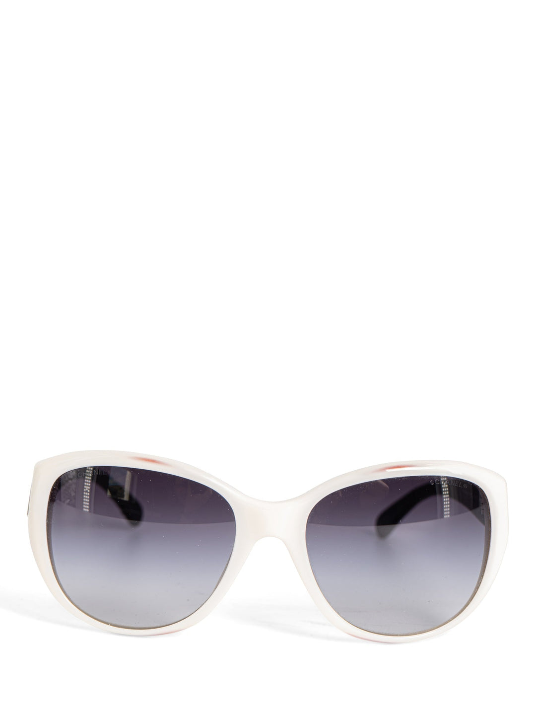 Top Quality Chanel CC Logo Leather Sunglasses Black White