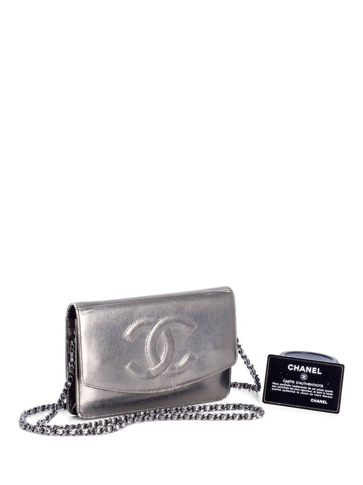 Top Quality Chanel CC Logo Leather Timeless Wallet On Chain Metallic Green