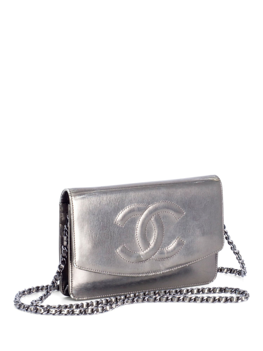 Top Quality Chanel CC Logo Leather Timeless Wallet On Chain Metallic Green