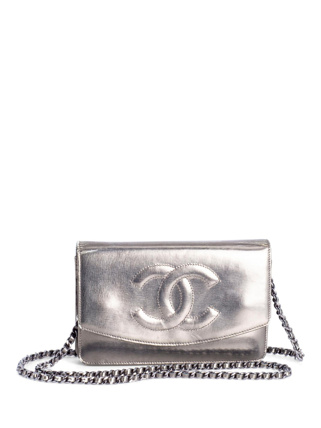 Top Quality Chanel CC Logo Leather Timeless Wallet On Chain Metallic Green