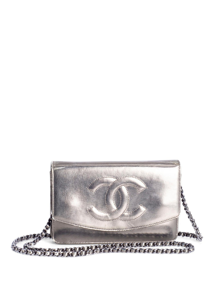 Top Quality Chanel CC Logo Leather Timeless Wallet On Chain Metallic Green