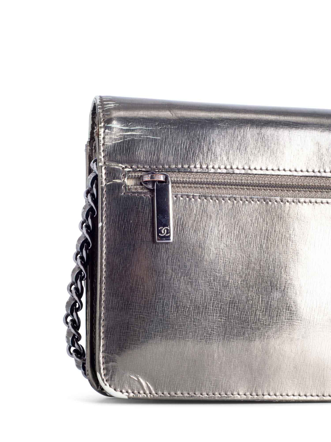 Top Quality Chanel CC Logo Leather Timeless Wallet On Chain Metallic Green