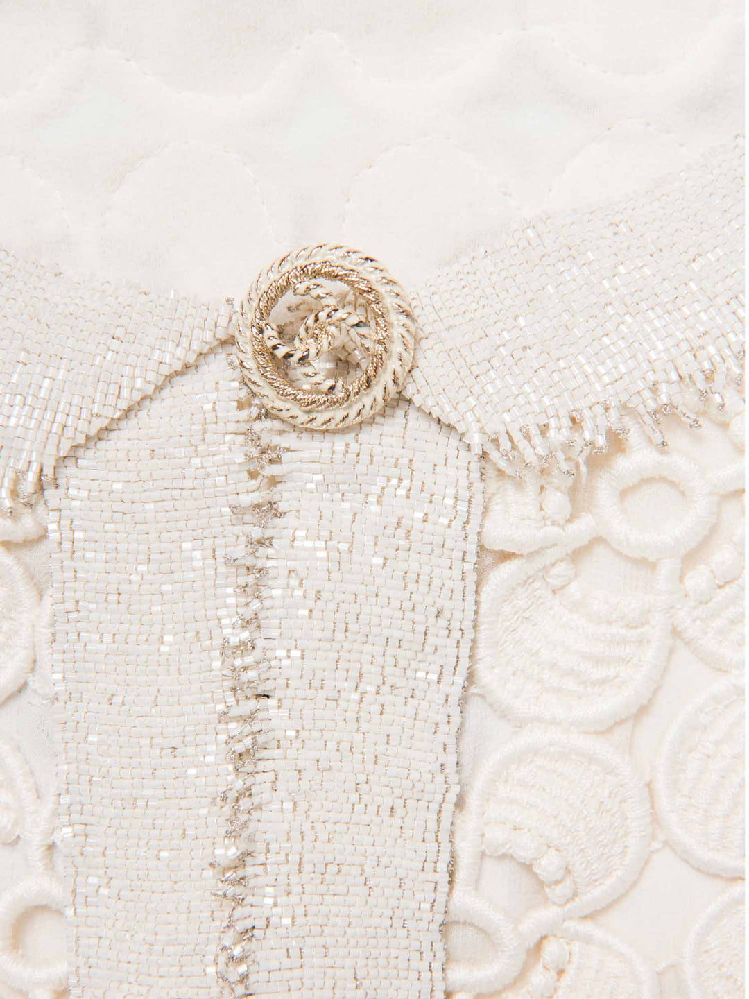 Top Quality Chanel CC Logo Lesage Tweed Camellia Beaded Fringe Jacket Ivory