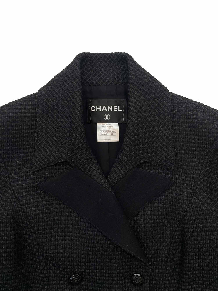 Top Quality Chanel CC Logo Lesage Tweed Fringe Aline Jacket Black