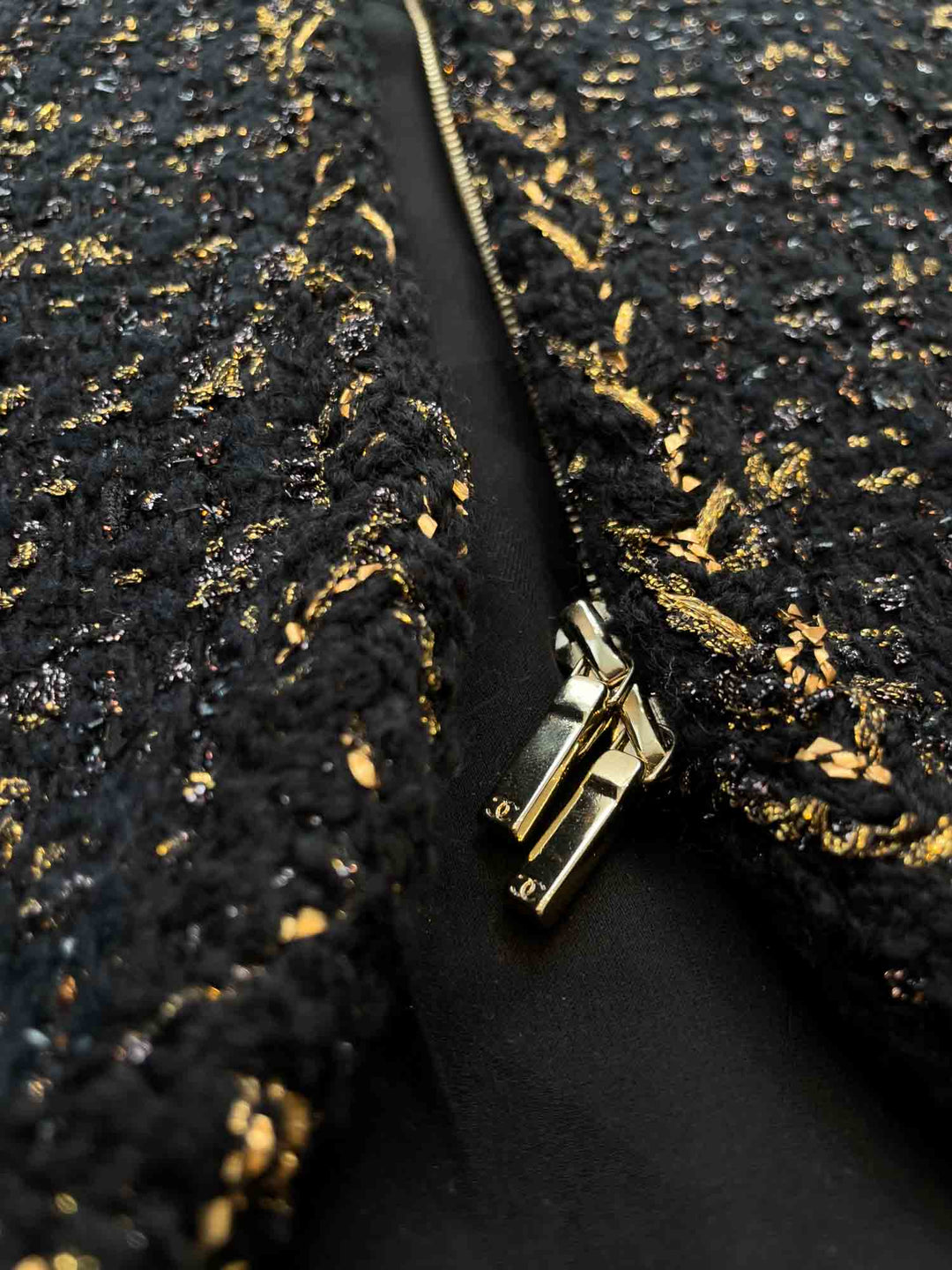 Top Quality Chanel CC Logo Lesage Tweed Fringe Aline Jacket Black