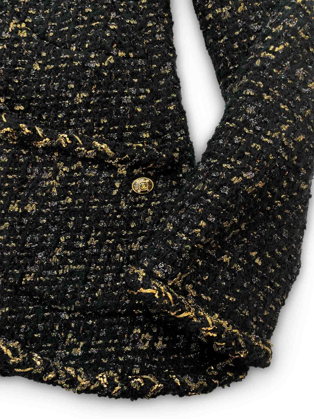 Top Quality Chanel CC Logo Lesage Tweed Fringe Aline Jacket Black