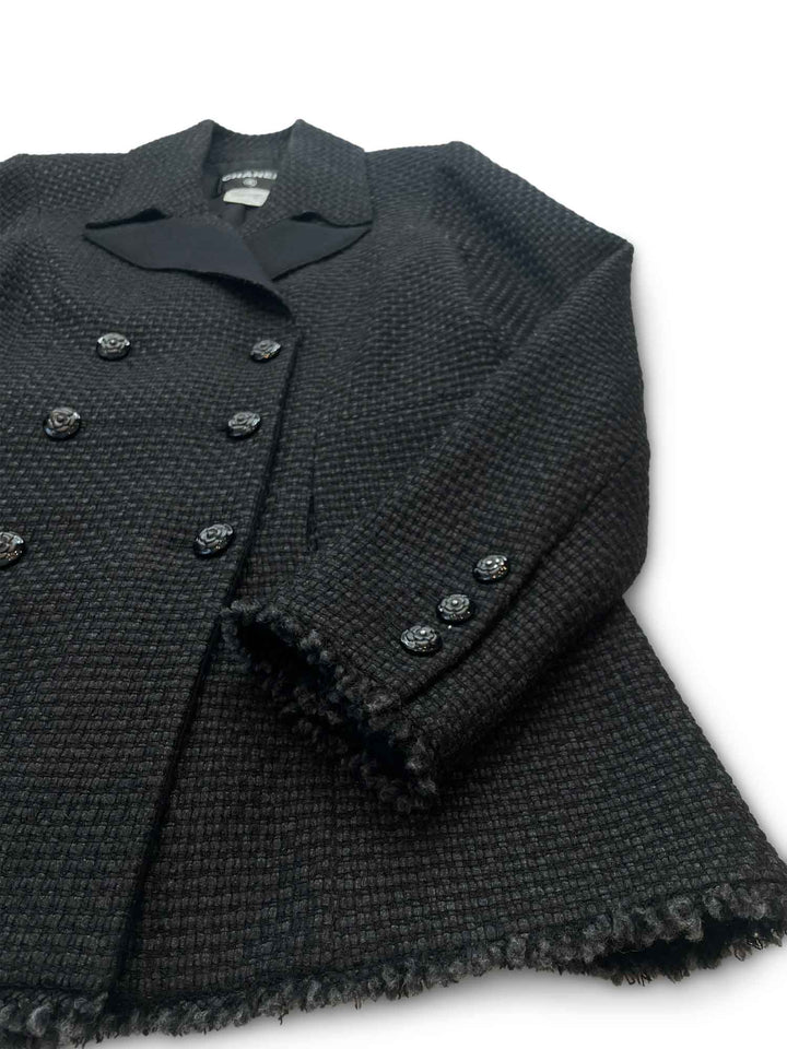 Top Quality Chanel CC Logo Lesage Tweed Fringe Aline Jacket Black
