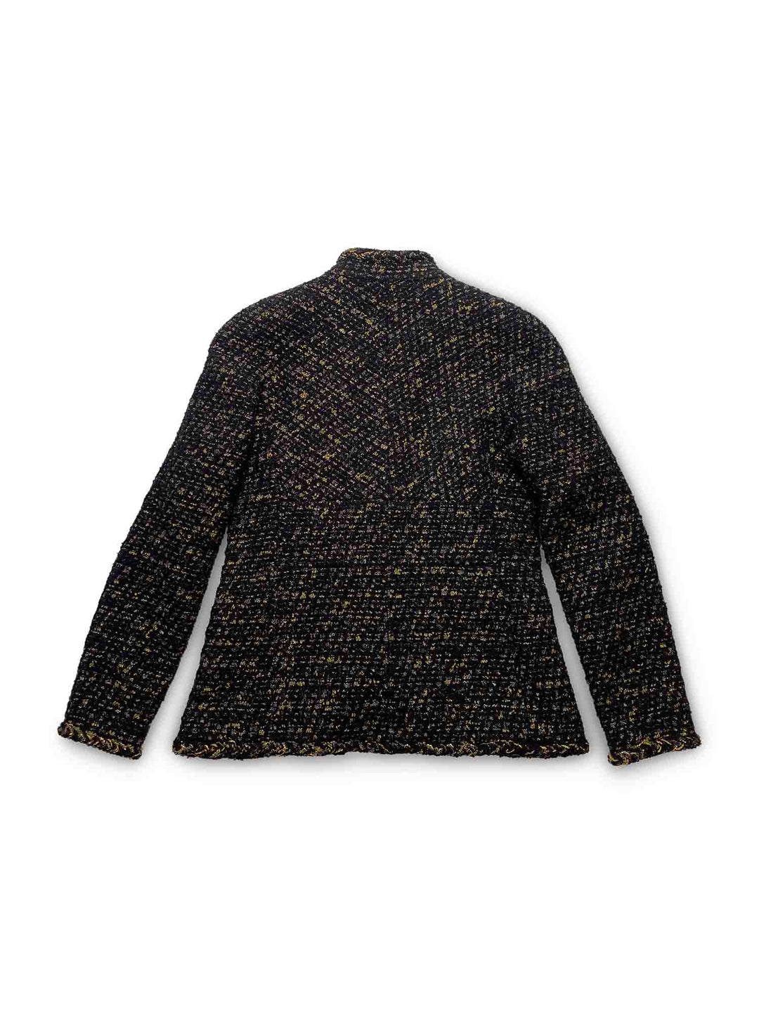 Top Quality Chanel CC Logo Lesage Tweed Fringe Aline Jacket Black