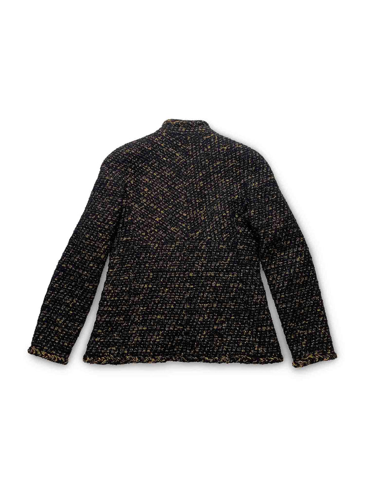 Top Quality Chanel CC Logo Lesage Tweed Fringe Aline Jacket Black