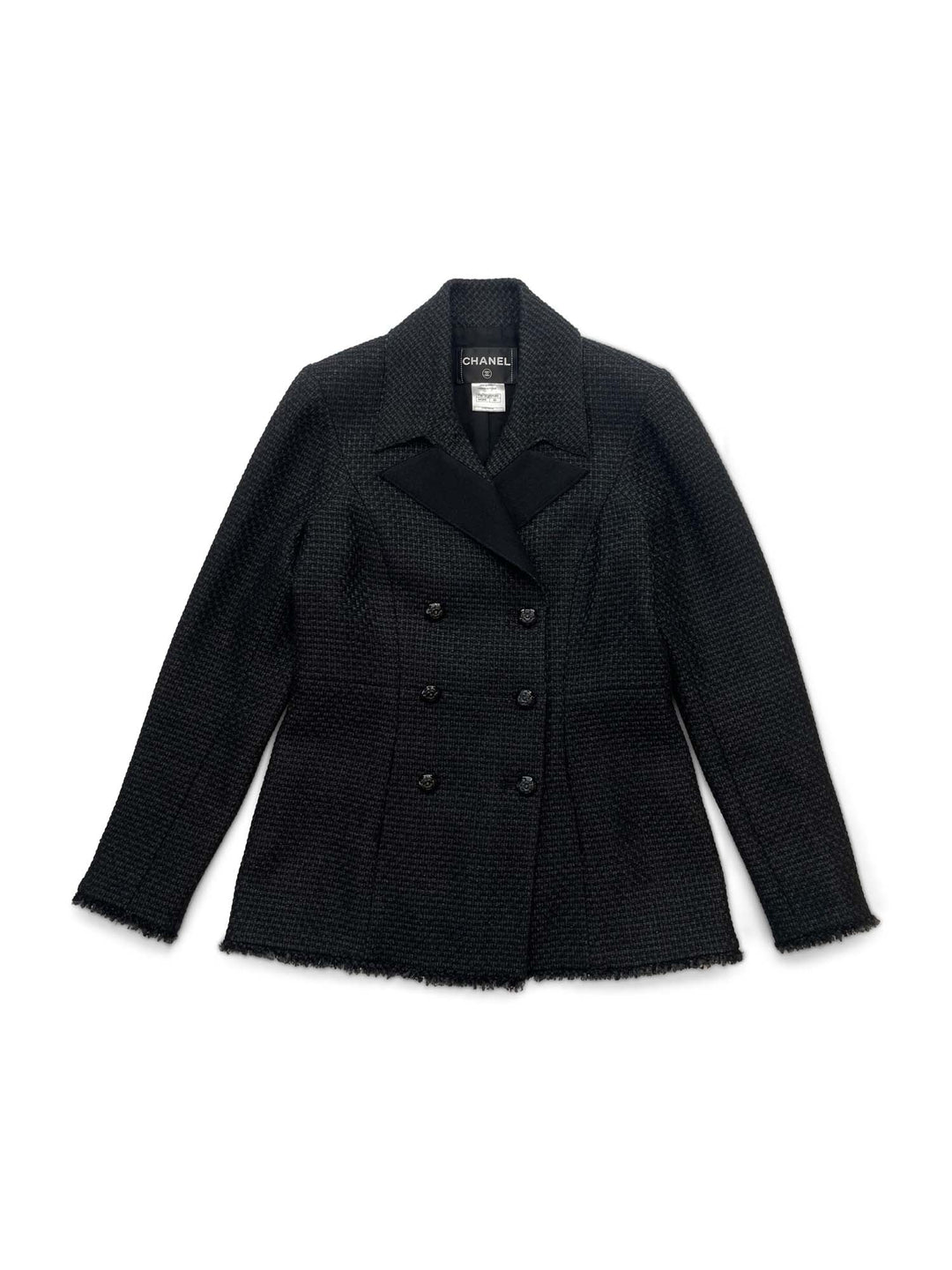 Top Quality Chanel CC Logo Lesage Tweed Fringe Aline Jacket Black