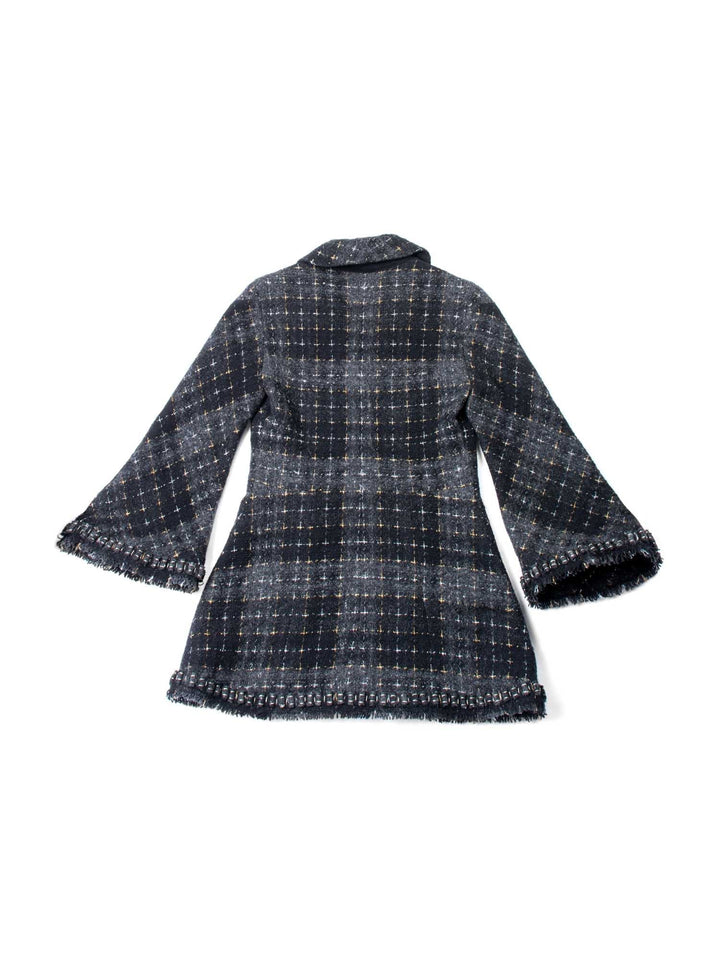 Top Quality Chanel CC Logo Lesage Tweed Fringe Aline Jacket Black Grey