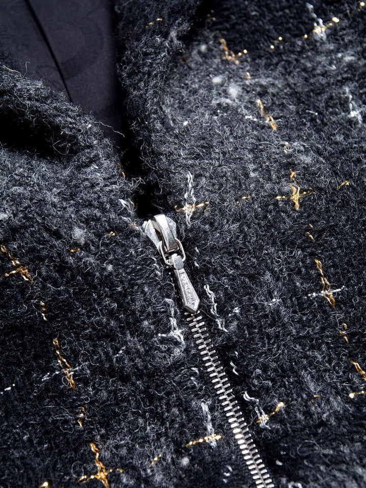 Top Quality Chanel CC Logo Lesage Tweed Fringe Aline Jacket Black Grey