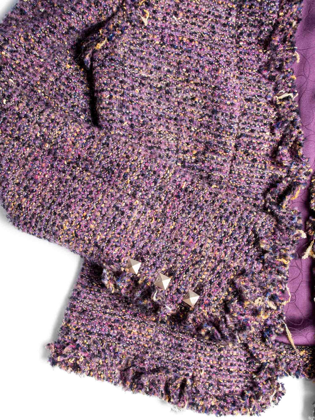 Top Quality Chanel CC Logo Lesage Tweed Fringe Jacket Purple