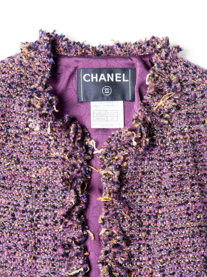 Top Quality Chanel CC Logo Lesage Tweed Fringe Jacket Purple