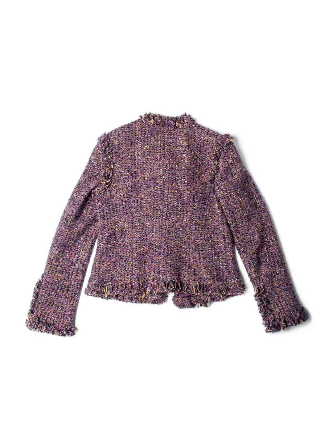 Top Quality Chanel CC Logo Lesage Tweed Fringe Jacket Purple