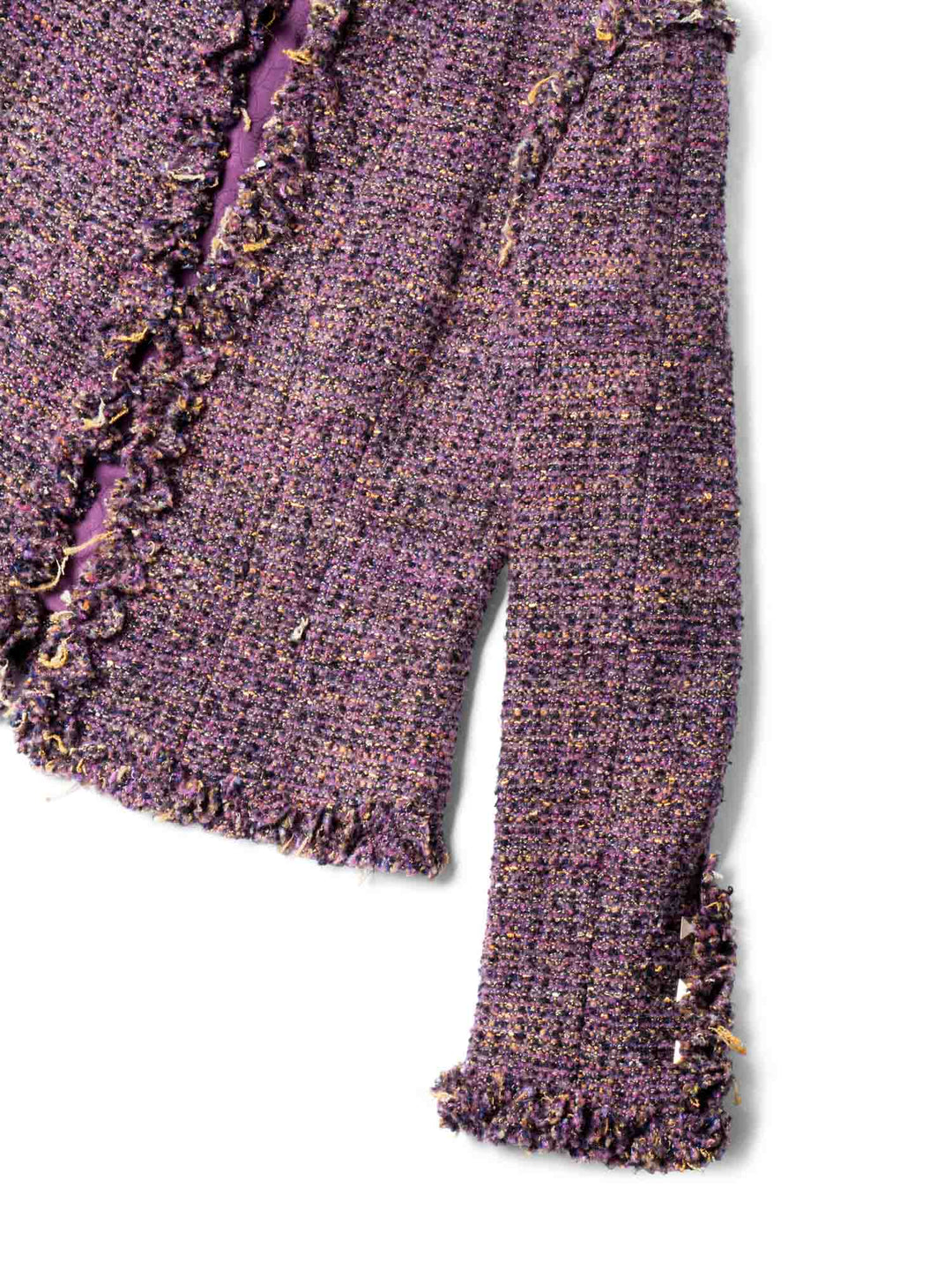 Top Quality Chanel CC Logo Lesage Tweed Fringe Jacket Purple