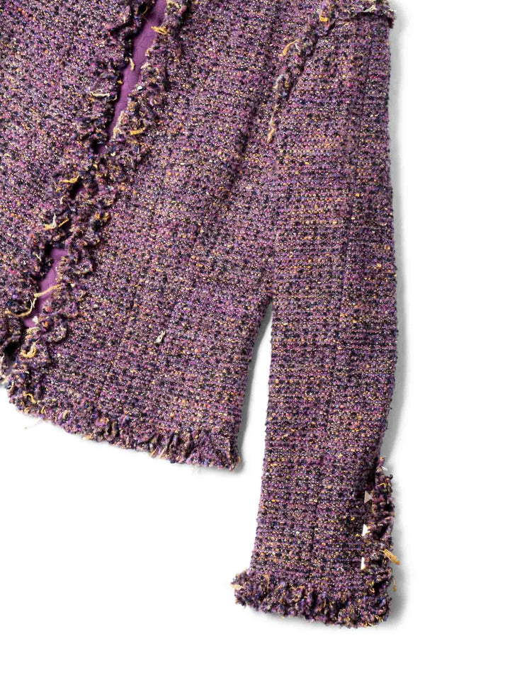 Top Quality Chanel CC Logo Lesage Tweed Fringe Jacket Purple