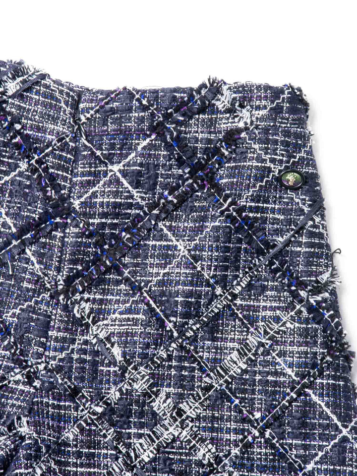 Top Quality Chanel CC Logo Lesage Tweed Fringe Shorts Black White