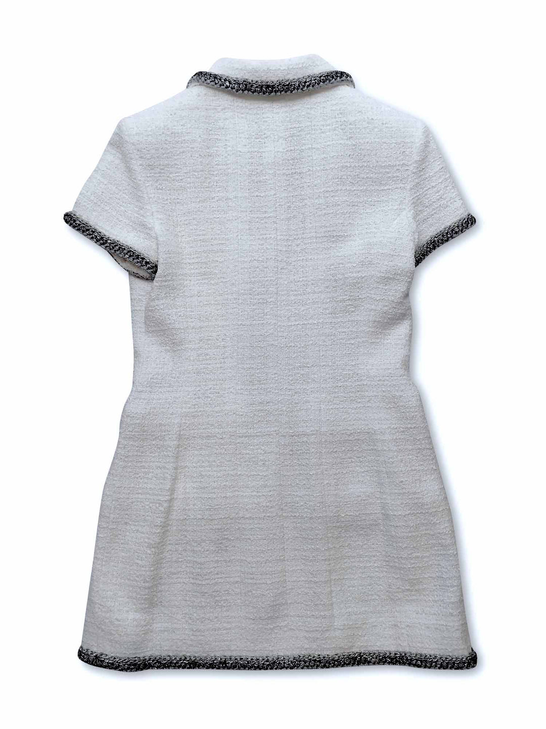 Top Quality Chanel CC Logo Lesage Tweed Fringy Fitted Mini Dress White
