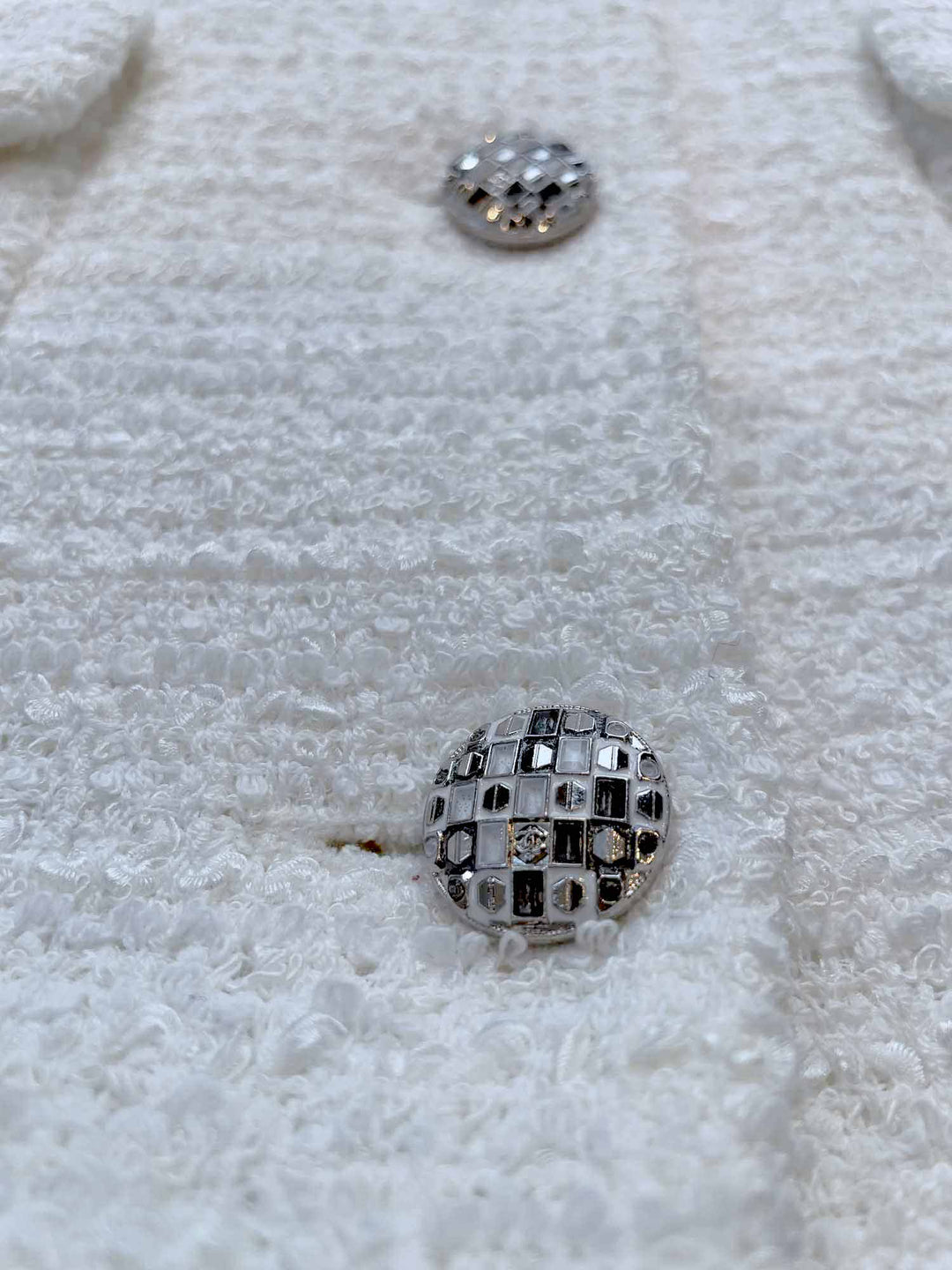 Top Quality Chanel CC Logo Lesage Tweed Fringy Fitted Mini Dress White