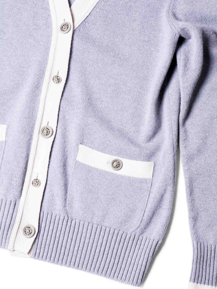 Top Quality Chanel CC Logo Lion Head Cashmere Cardigan Grey