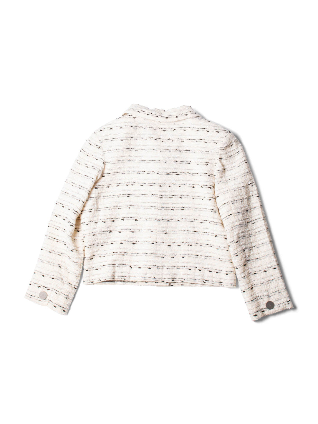 Top Quality Chanel CC Logo Lurex Tweed Cropped Jacket Ivory Black